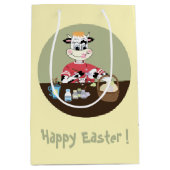 Moyen Vache de dessin peinture oeufs jaune sac cadeau de (Devant)