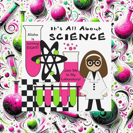 Moyenne Skin Girl Science Lab Invitations d'annive
