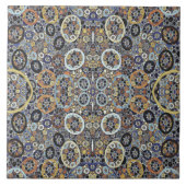 Mozaïek Abstract Blauw Goud Wit Fractal Art Tegeltje (Voorkant)