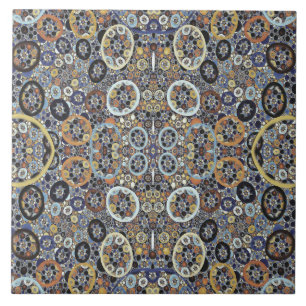 Mozaïek Abstract Blauw Goud Wit Fractal Art Tegeltje