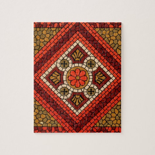 Mozaïek Abstract Bloemenkunst rood en bruin Legpuzzel (Verticaal)