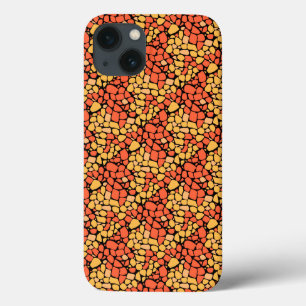 Mozaïek abstract patroon tegel geel oranje zwart iPhone 13 hoesje
