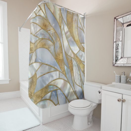 Mozaïek Abstracte kunst - Parel, maansteen en goud Douchegordijn (In situ)