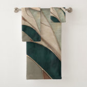 Mozaïek Abstracte kunst - Taupe en Emerald Bad Handdoek (Insitu)
