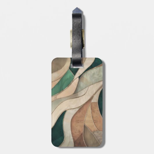 Mozaïek Abstracte kunst - Taupe en Emerald Bagagelabel (Achterkant verticaal)