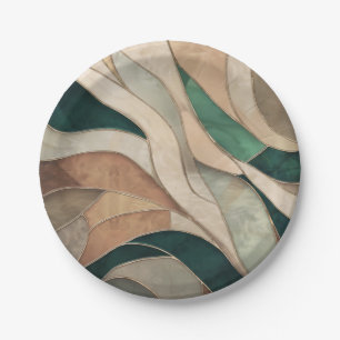 Mozaïek Abstracte kunst - Taupe en Emerald Papieren Bordje