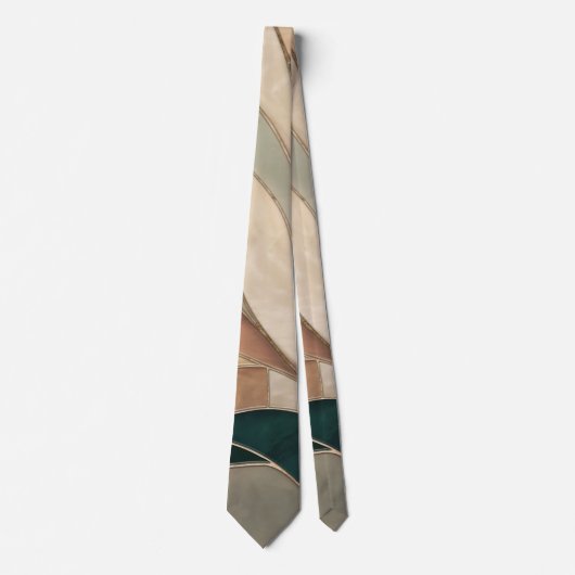Mozaïek Abstracte kunst - Taupe en Emerald Stropdas (Voorkant)
