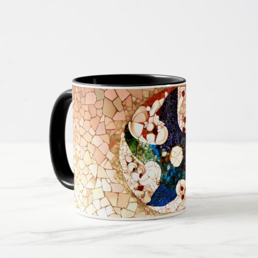 Mozaïek Abstracte Niet-figuratieve Stenen Tegel Ga Mok (Voorkant links)