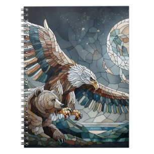 Mozaïek Ai Art Bruin Beer en een Eagle Volle Maa Notitieboek