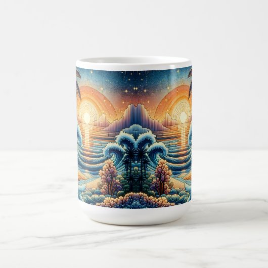 Mozaïek Ai Art | Ocean Sunset en Palm Trees Koffiemok (Center)