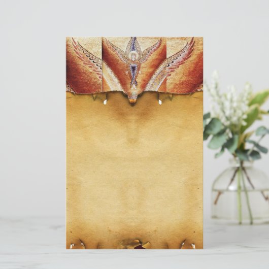 MOZAÏEK ANGEL BRUIN PERKAMENT BRIEFPAPIER (Staand voorkant)