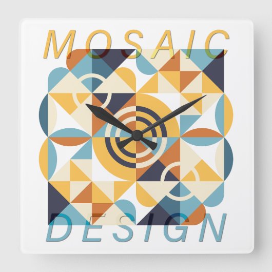 Mozaïek Art Pattern Vierkante Klok (Voorkant)