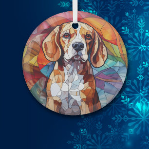 Mozaïek Beagle Hond Gevlekt Glas Ornament