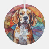 Mozaïek Beagle Hond Gevlekt Glas Ornament (Voorkant)