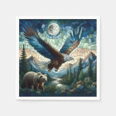 Mozaïek Beer en adelaar in de bergen Servet (Voorkant)