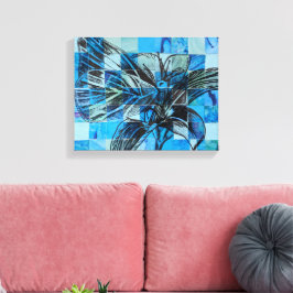 Mozaïek blauwe vlinder canvas afdruk