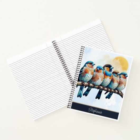 Mozaïek Bluebirds Design 8,5 ' x 11" spiraal notit Notitieboek (Binnen)
