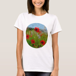 Mozaïek Cirkel van Poppies in een Country Garden T-shirt