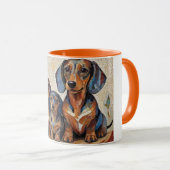 Mozaïek Dachshund Koffie Mok (Voorkant rechts)