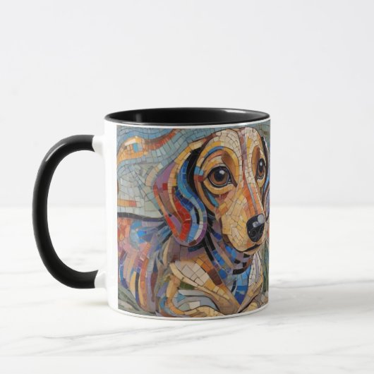 Mozaïek Dachshund Koffie Mok (Links)
