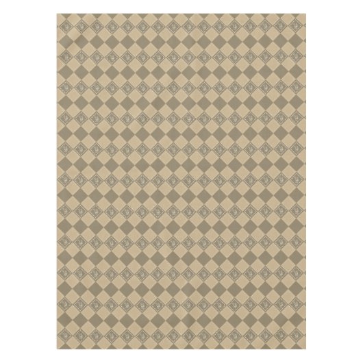 Mozaïek doodle bloemenvierkanten tafelkleed (Voorkant)