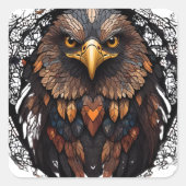 Mozaïek Eagle Portret Vierkante Sticker (Voorkant)