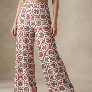 Mozaïek Etnisch Geometric Red Grey Black & White Stof