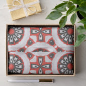 Mozaïek Etnisch Geometrisch Rood Grijs Zwart & Wit Tissuepapier (Geschenk)
