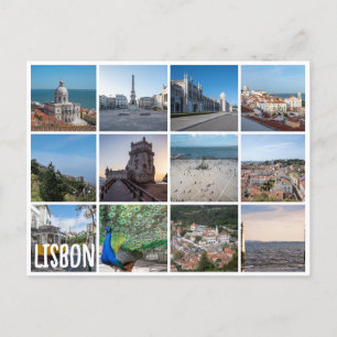 Mozaïek foto's van Lissabon in Portugal Briefkaart