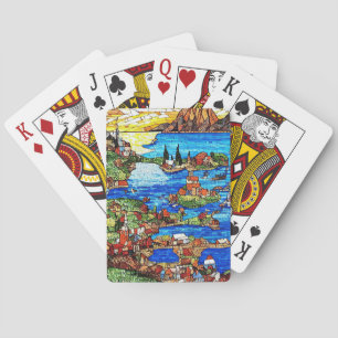 Mozaïek Glas in Lood van de Middellandse Zee Pokerkaarten
