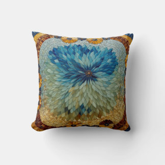 Mozaïek Groen Blauw Bloemmotief Kussen