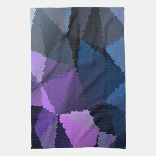 Mozaïek in blauw en roze kleuren theedoek (Verticaal)