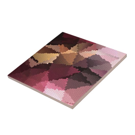 Mozaïek in bruin-roze en gele kleuren tegeltje (Zijkant)