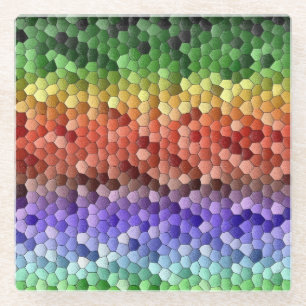Mozaïek in Regenboogkleuren Glazen Onderzetter