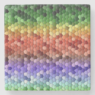 Mozaïek in Regenboogkleuren Stenen Onderzetter
