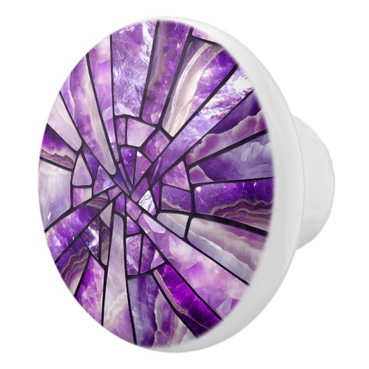 Mozaïek Kunst - Amethist collage Keramische Knop (Rechts)