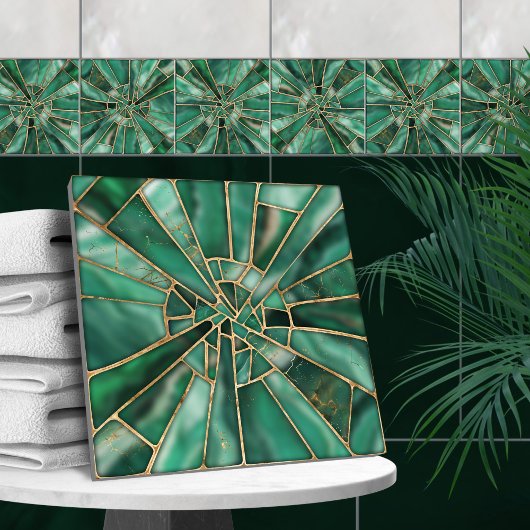 Mozaïek Kunst - Dromerig Malachiet Tegeltje