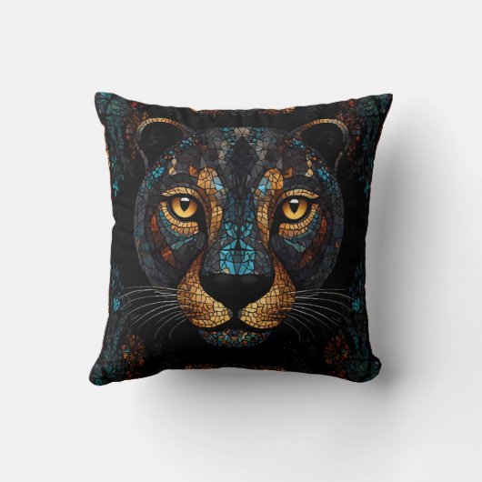 Mozaïek Leopard Majesteit Kussen (Achterkant)