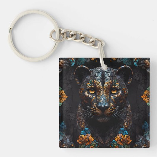 Mozaïek Leopard Majesteit Sleutelhanger (voorkant)