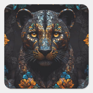 Mozaïek Leopard Majesteit Vierkante Sticker