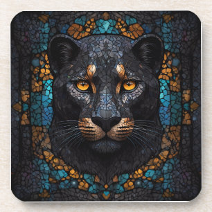 Mozaïek Majesteit: De Zwarte Panter Bier Onderzetter