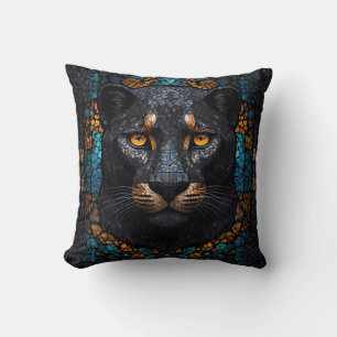 Mozaïek Majesteit: De Zwarte Panter Kussen