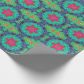 Mozaïek Mandala blauw groen en rood Cadeaupapier (Hoek)