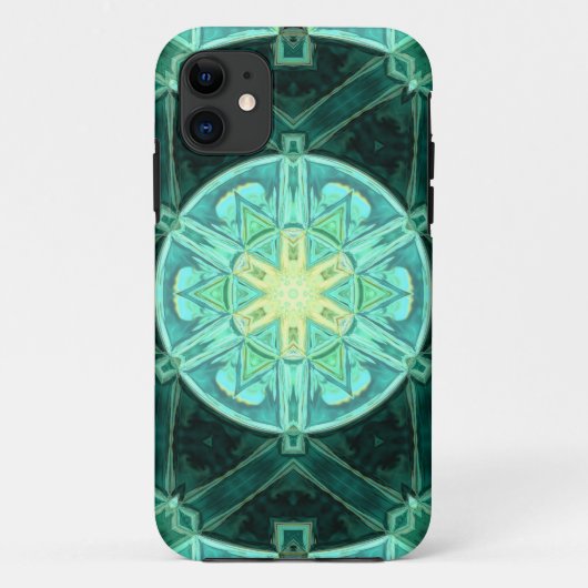 Mozaïek Mandala Blauwgroen en Geel Case-Mate iPhone Case (Achterkant)