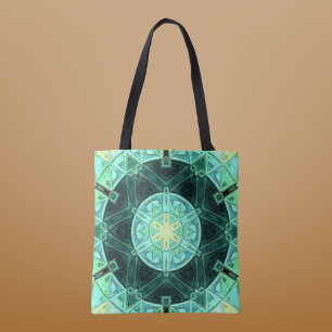Mozaïek Mandala Blauwgroen en Geel Draagtas
