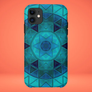 Mozaïek Mandala Bloem Blauw iPhone 11 Hoesje