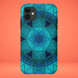 Mozaïek Mandala Bloem Blauw iPhone 11 Hoesje