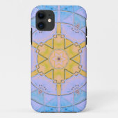 Mozaïek Mandala Bloem Blauw en Geel Case-Mate iPhone Case (Achterkant)
