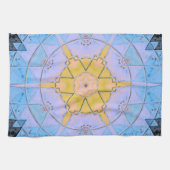 Mozaïek Mandala Bloem Blauw en Geel Theedoek (Horizontaal)