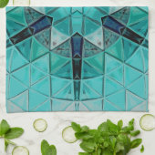 Mozaïek Mandala Bloem Blauw en Wit Theedoek (Gevouwen)